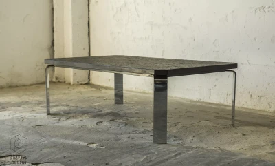BRUTALISTYCZNY STOLIK KAWOWY - KAMIENNY - LATA 70