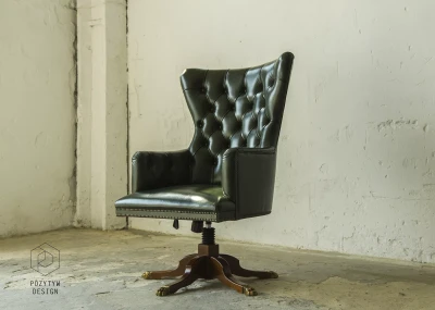 SKÓRZANY FOTEL GABINETOWY CHESTERFIELD
