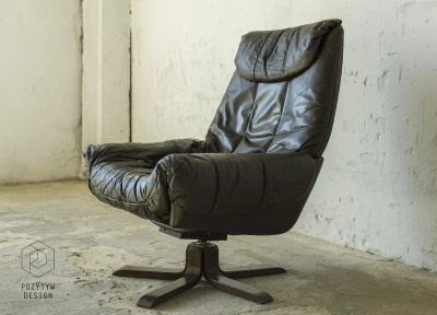 DUŃSKI FOTEL SKÓRZANY - HW KLEIN - VINTAGE LATA 70